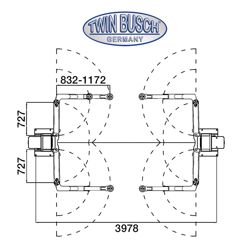 TW250W-400-G: 2-post-lift 5.0 t - clear floor - HEAVY LINE - GREY-Line