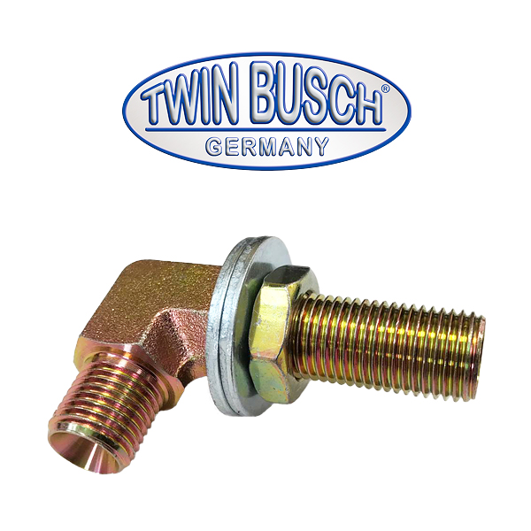 Raccord d'angle pour flexible hydraulique (du moteur vers le vérin) sous chemin de roulement – TW436P