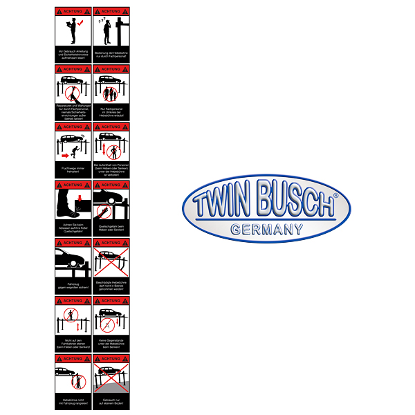 Warning stickers for TW436P / TW436P D2 four-post parking lifts