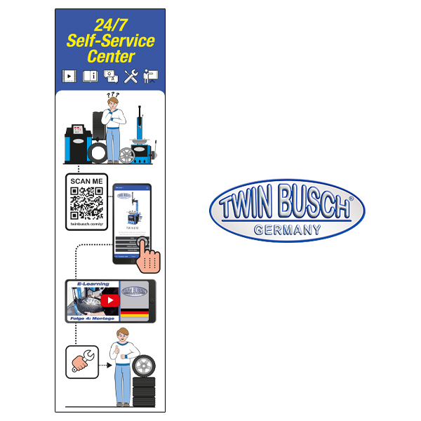 Aufkleber 24h/7 Self Service für Montagemaschinen / Wuchtmaschinen